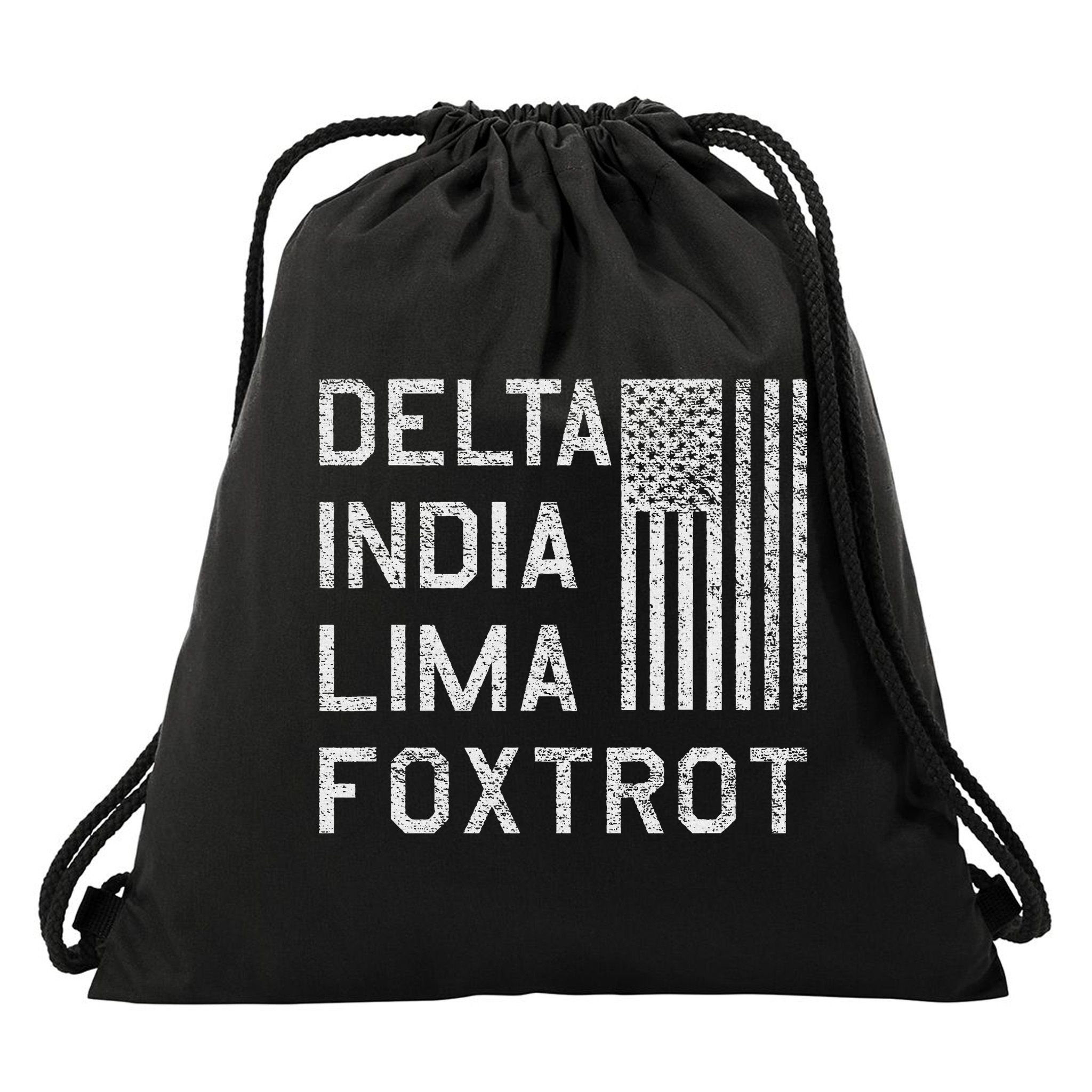 Dilf Dela India Lima Foxro Us Flag American Pario Drawstring Bag