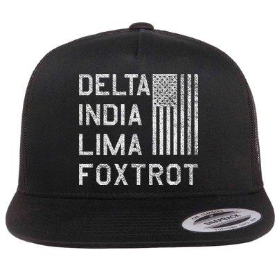 Dilf Dela India Lima Foxro Us Flag American Pario Flat Bill Trucker Hat