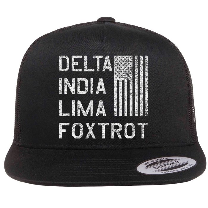 Dilf Dela India Lima Foxro Us Flag American Pario Flat Bill Trucker Hat