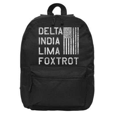 Dilf Dela India Lima Foxro Us Flag American Pario 16 in Basic Backpack