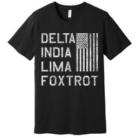 Dilf Dela India Lima Foxro Us Flag American Pario Premium T-Shirt