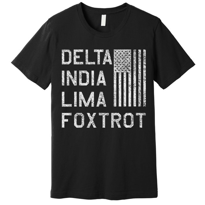 Dilf Dela India Lima Foxro Us Flag American Pario Premium T-Shirt