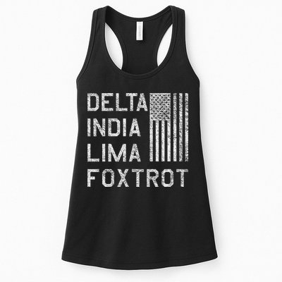 Dilf Dela India Lima Foxro Us Flag American Pario Womens Tank Top