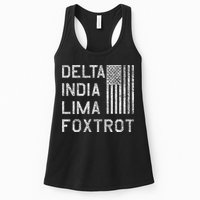 Dilf Dela India Lima Foxro Us Flag American Pario Womens Tank Top