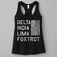 Dilf Dela India Lima Foxro Us Flag American Pario Womens Tank Top