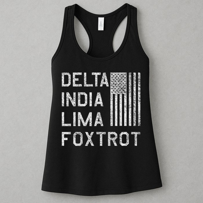Dilf Dela India Lima Foxro Us Flag American Pario Womens Tank Top