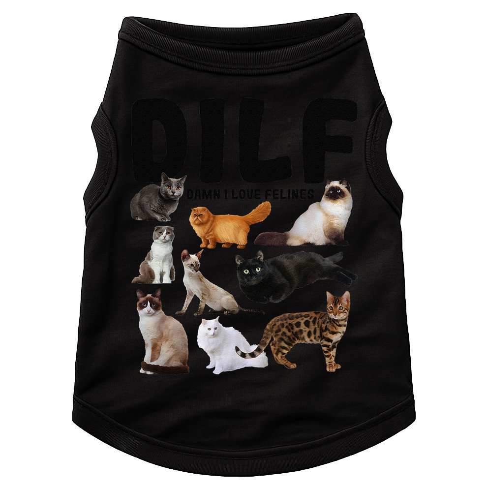 DILF Damn I Love Felines Funny Cat Kitty Lover Doggie Tank