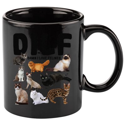 DILF Damn I Love Felines Funny Cat Kitty Lover 11oz C Handle Ceramic Mug