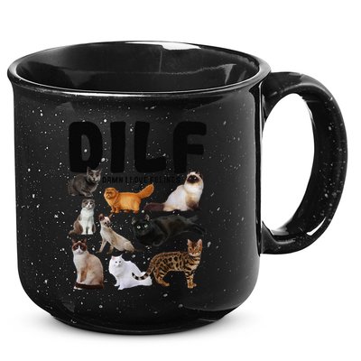 DILF Damn I Love Felines Funny Cat Kitty Lover 15oz Campfire Ceramic Mug