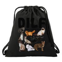 DILF Damn I Love Felines Funny Cat Kitty Lover Drawstring Bag