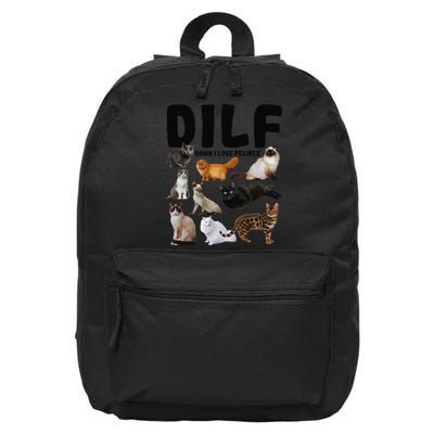 DILF Damn I Love Felines Funny Cat Kitty Lover 16 in Basic Backpack