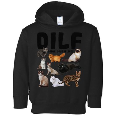 DILF Damn I Love Felines Funny Cat Kitty Lover Toddler Hoodie