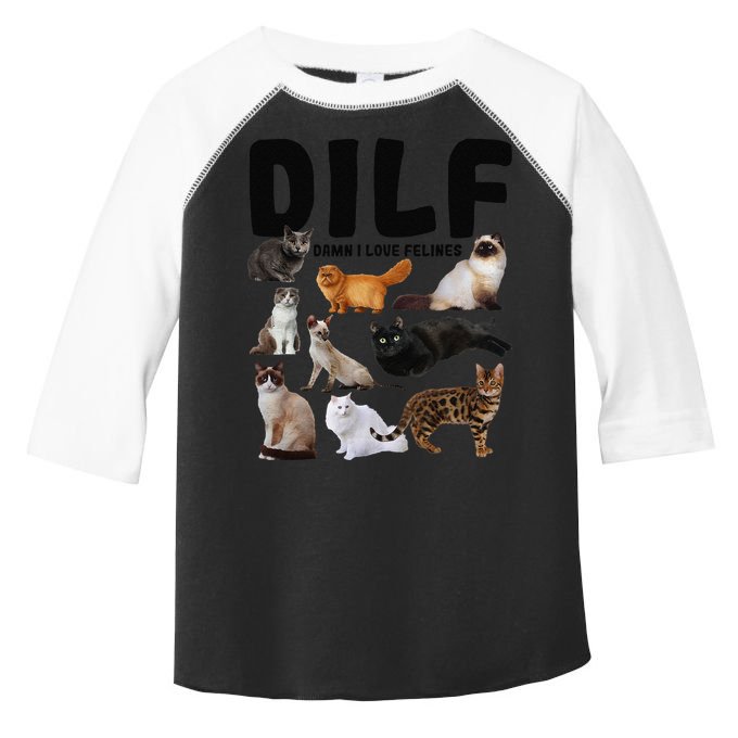 DILF Damn I Love Felines Funny Cat Kitty Lover Toddler Fine Jersey T-Shirt