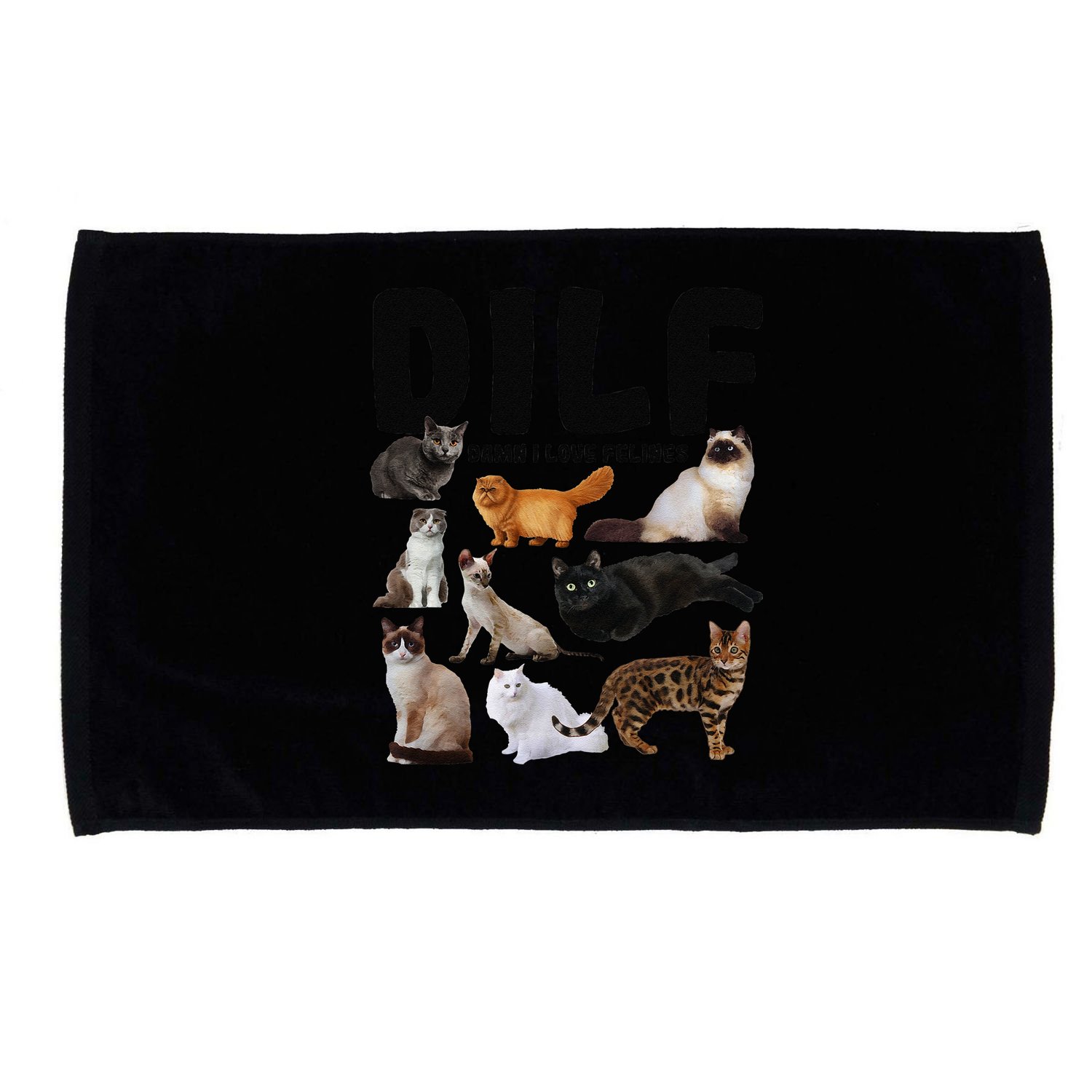 DILF Damn I Love Felines Funny Cat Kitty Lover Microfiber Hand Towel