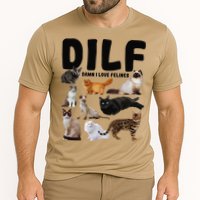 DILF Damn I Love Felines Funny Cat Kitty Lover Cooling Performance Crew T-Shirt
