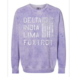 Dilf Delta India Lima Foxtrot Us Flag American Patriot Colorblast Crewneck Sweatshirt