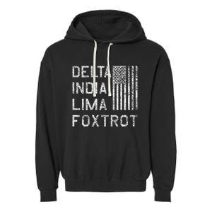 Dilf Delta India Lima Foxtrot Us Flag American Patriot Garment-Dyed Fleece Hoodie