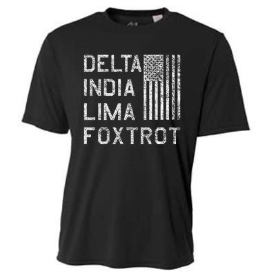 Dilf Delta India Lima Foxtrot Us Flag American Patriot Cooling Performance Crew T-Shirt