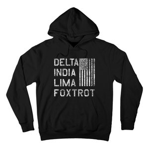 Dilf Delta India Lima Foxtrot Us Flag American Patriot Hoodie