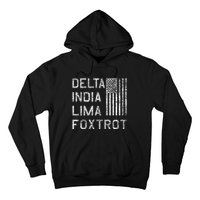 Dilf Delta India Lima Foxtrot Us Flag American Patriot Hoodie