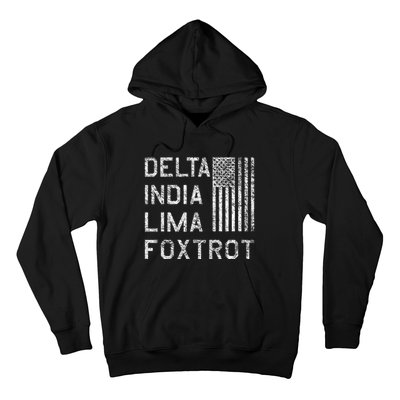 Dilf Delta India Lima Foxtrot Us Flag American Patriot Hoodie