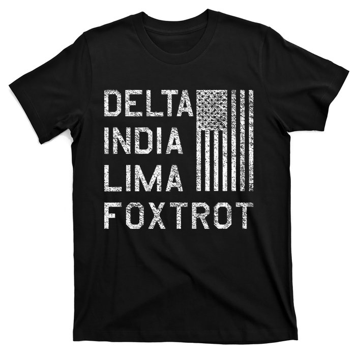 Dilf Delta India Lima Foxtrot Us Flag American Patriot T-Shirt