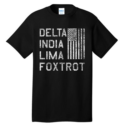 Dilf Delta India Lima Foxtrot Us Flag American Patriot Tall T-Shirt