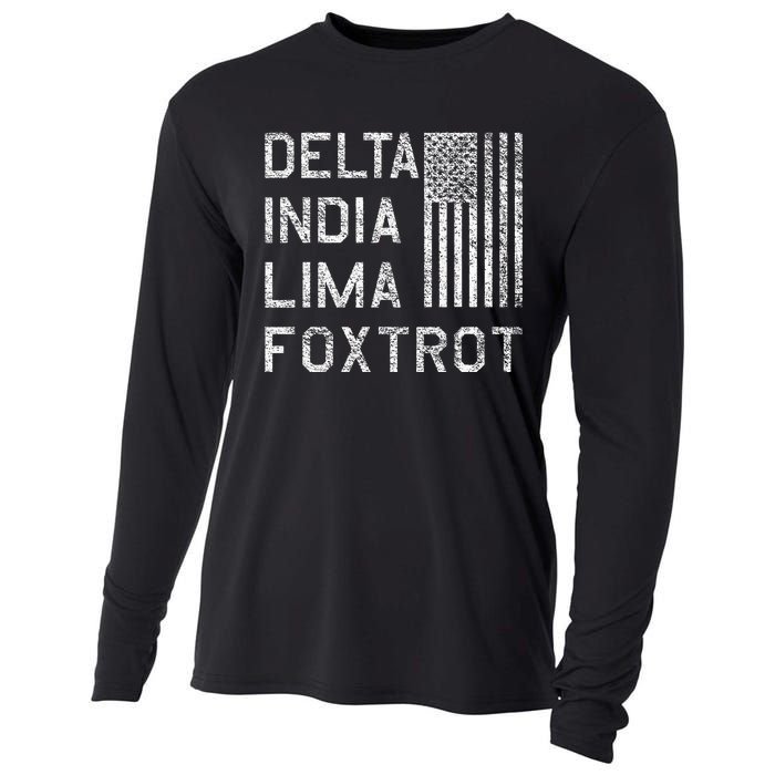 Dilf Delta India Lima Foxtrot Us Flag American Patriot Cooling Performance Long Sleeve Crew