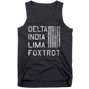 Dilf Delta India Lima Foxtrot Us Flag American Patriot Tank Top