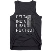 Dilf Delta India Lima Foxtrot Us Flag American Patriot Tank Top