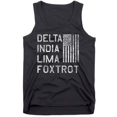 Dilf Delta India Lima Foxtrot Us Flag American Patriot Tank Top