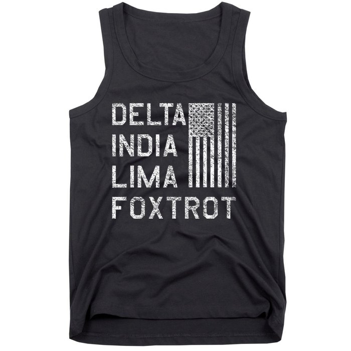 Dilf Delta India Lima Foxtrot Us Flag American Patriot Tank Top