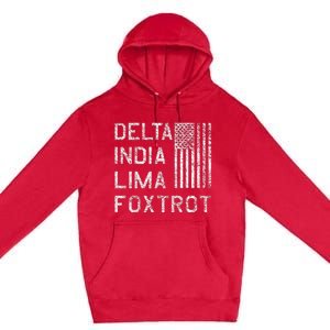 Dilf Delta India Lima Foxtrot Us Flag American Patriot Premium Pullover Hoodie