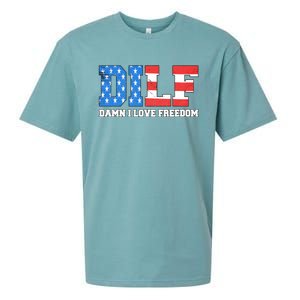 Dilf Damn I Love Freedom Funny Patriotic 4th Of July Sueded Cloud Jersey T-Shirt