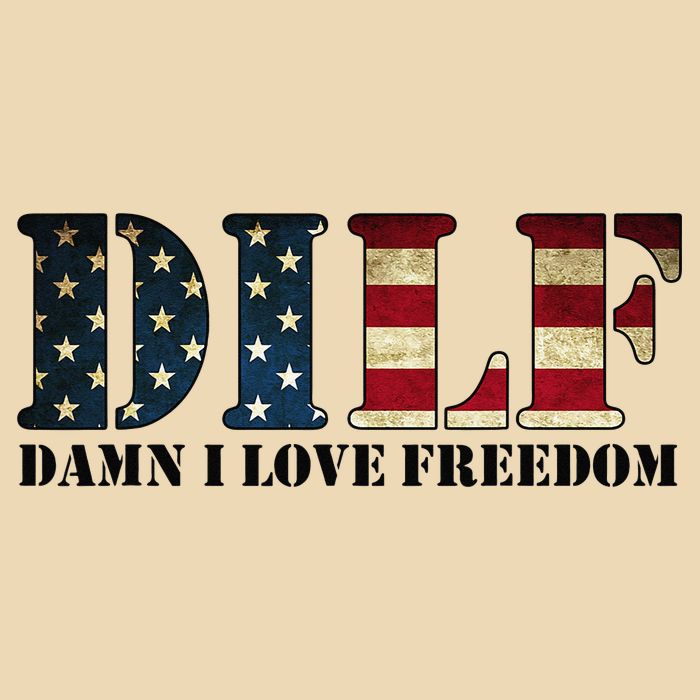 DILF Damn I Love Freedom Funny Patriotic USA Flag Drawstring Bag