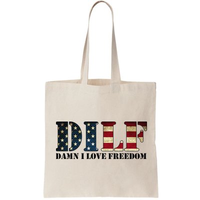 DILF Damn I Love Freedom Funny Patriotic USA Flag Bag