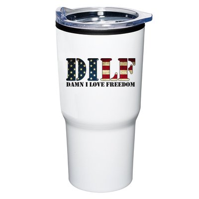 DILF Damn I Love Freedom Funny Patriotic USA Flag Tumbler