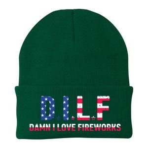 DILF Damn I Love Fireworks Labor Day Knit Cap Winter Beanie