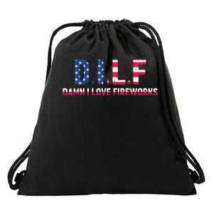 DILF Damn I Love Fireworks Labor Day Drawstring Bag