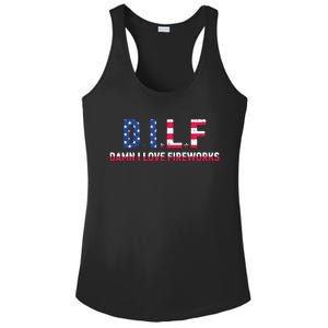 DILF Damn I Love Fireworks Labor Day Ladies PosiCharge Competitor Racerback Tank