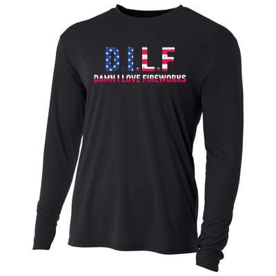 DILF Damn I Love Fireworks Labor Day Cooling Performance Long Sleeve Crew