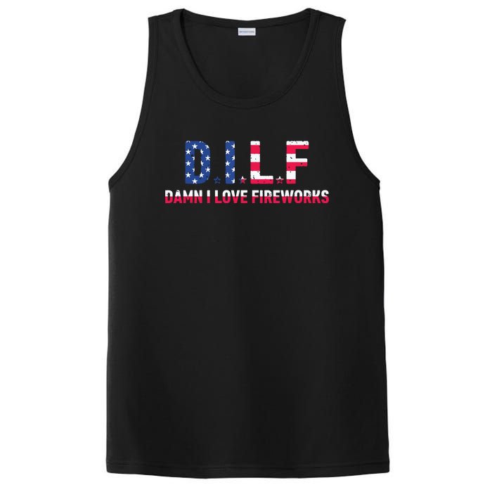 DILF Damn I Love Fireworks Labor Day PosiCharge Competitor Tank