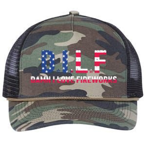 DILF Damn I Love Fireworks Labor Day Retro Rope Trucker Hat Cap