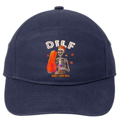 Dilf Dude I Love Fall Skeleton Pumpkin Halloween Customs 7-Panel Snapback Hat