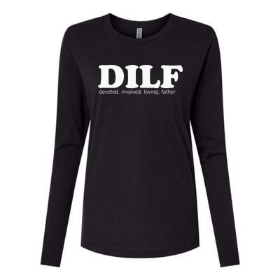 Dilf Devoted Involved Loving Father Dad Papa Womens Cotton Relaxed Long Sleeve T-Shirt