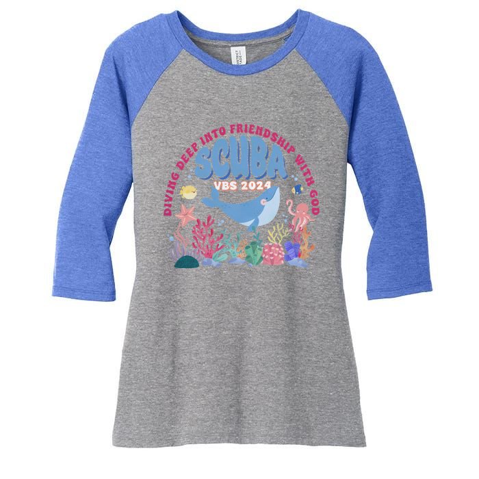 Diving Deep Into Friendship With God Vbs 2024 Gift Women's Tri-Blend 3/4-Sleeve Raglan Shirt