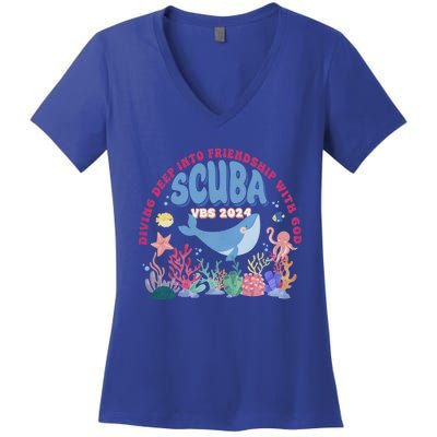 Diving Deep Into Friendship With God Vbs 2024 Gift Women's V-Neck T-Shirt