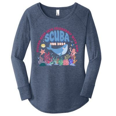 Diving Deep Into Friendship With God Vbs 2024 Gift Women's Perfect Tri Tunic Long Sleeve Shirt