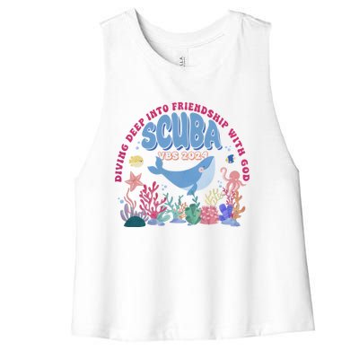 Diving Deep Into Friendship With God Vbs 2024 Gift Women's Racerback Cropped Tank