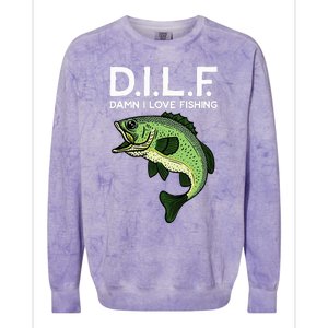 D.I.L.F Damn I Love Fishing Colorblast Crewneck Sweatshirt